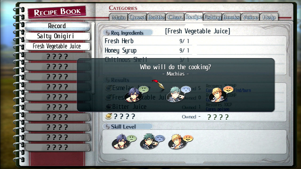 The Legend of Heroes: Trails of Cold Steel II - Cooking screenshot